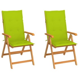 Garden chairs 2 units with bright green cushions teak wood by vidaXL, Garden chairs - Ref: Foro24-3062387, Price: 245,74 €, D...