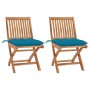 Garden chairs 2 pcs teak wood with light blue cushions by vidaXL, Garden chairs - Ref: Foro24-3062452, Price: 170,54 €, Disco...