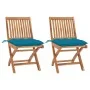 Garden chairs 2 pcs teak wood with light blue cushions by vidaXL, Garden chairs - Ref: Foro24-3062452, Price: 185,49 €, Disco...