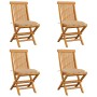 Garden chairs 4 units solid teak wood with beige cushions by vidaXL, Garden chairs - Ref: Foro24-3062586, Price: 259,22 €, Di...