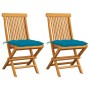 Garden chairs 2 pcs teak wood with light blue cushions by vidaXL, Garden chairs - Ref: Foro24-3062479, Price: 132,93 €, Disco...