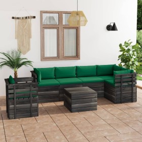 Pallet furniture for garden, 7 pieces with solid pine wood cushions. by vidaXL, Garden sets - Ref: Foro24-3061964, Price: 623...