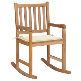 Solid Teak Wood Rocking Chair with Cream Cushion by vidaXL, Garden chairs - Ref: Foro24-3062759, Price: 151,99 €, Discount: %