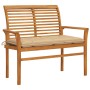 Solid teak wood garden bench with beige cushion 112 cm by vidaXL, garden benches - Ref: Foro24-3062667, Price: 144,99 €, Disc...