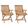 Garden chairs 2 units teak wood with beige cushions by vidaXL, Garden chairs - Ref: Foro24-3062424, Price: 249,90 €, Discount: %