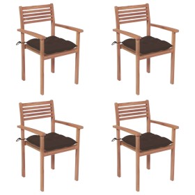 Garden chairs with cushions 4 units taupe gray teak wood by vidaXL, Garden chairs - Ref: Foro24-3062312, Price: 332,99 €, Dis...