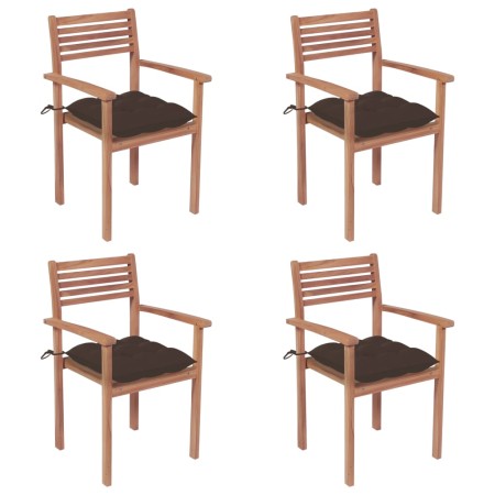 Garden chairs with cushions 4 units taupe gray teak wood by vidaXL, Garden chairs - Ref: Foro24-3062312, Price: 334,32 €, Dis...