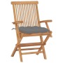 Garden chairs 2 pcs teak wood with gray cushions by vidaXL, Garden chairs - Ref: Foro24-3062503, Price: 180,41 €, Discount: %