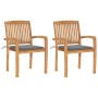 Garden chairs 2 units with solid gray teak wood cushions by vidaXL, Garden chairs - Ref: Foro24-3063253, Price: 247,74 €, Dis...