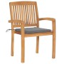 Garden chairs 2 units with solid gray teak wood cushions by vidaXL, Garden chairs - Ref: Foro24-3063253, Price: 247,74 €, Dis...