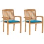 Garden chairs 2 units with solid blue teak wood cushions by vidaXL, Garden chairs - Ref: Foro24-3063256, Price: 236,13 €, Dis...