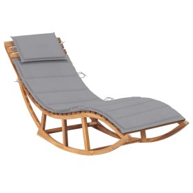 Tumbona mecedora con cojín madera maciza de teca de vidaXL, Tumbonas - Ref: Foro24-3063334, Precio: 274,99 €, Descuento: %