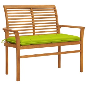 Teak wood garden bench with bright green cushion 112 cm by vidaXL, garden benches - Ref: Foro24-3062675, Price: 144,99 €, Dis...