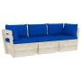 3-seater garden pallet sofa with fir wood cushions by vidaXL, Garden sets - Ref: Foro24-3063406, Price: 252,13 €, Discount: %