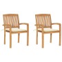 Garden chairs 2 units with solid cream teak wood cushions by vidaXL, Garden chairs - Ref: Foro24-3063254, Price: 253,04 €, Di...