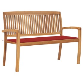 Stackable garden bench with solid teak wood cushion 128.5 cm by vidaXL, garden benches - Ref: Foro24-3063285, Price: 191,99 €...