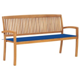 Stackable garden bench with solid teak wood cushion 159 cm by vidaXL, garden benches - Ref: Foro24-3063316, Price: 244,99 €, ...