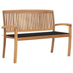 Stackable garden bench and solid teak wood cushion 128.5 cm by vidaXL, garden benches - Ref: Foro24-3063286, Price: 188,99 €,...