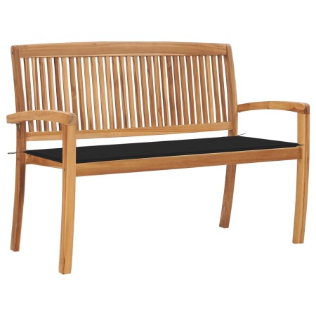 Stackable garden bench and solid teak wood cushion 128.5 cm by vidaXL, garden benches - Ref: Foro24-3063286, Price: 188,89 €,...