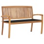 Stackable garden bench and solid teak wood cushion 128.5 cm by vidaXL, garden benches - Ref: Foro24-3063286, Price: 188,89 €,...