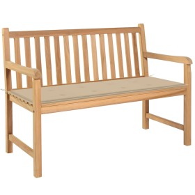 Solid teak wood garden bench with beige cushion 120 cm by vidaXL, garden benches - Ref: Foro24-3062679, Price: 247,99 €, Disc...