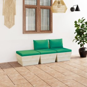 Garden furniture made of 3-piece pallets and fir wood cushions. by vidaXL, Garden sets - Ref: Foro24-3063413, Price: 205,65 €...