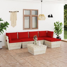 6-piece pallet garden furniture and fir wood cushions by vidaXL, Garden sets - Ref: Foro24-3063510, Price: 401,99 €, Discount: %