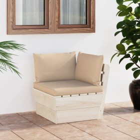 Ecksofa aus Gartenpaletten mit imprägnierten Tannenkissen von vidaXL, Modulare Sofas für den Außenbereich - Ref: Foro24-30633...