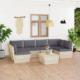 7-piece pallet garden furniture and fir wood cushions by vidaXL, Garden sets - Ref: Foro24-3063588, Price: 505,99 €, Discount: %