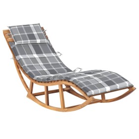 Tumbona mecedora con cojín madera maciza de teca de vidaXL, Tumbonas - Ref: Foro24-3063347, Precio: 276,74 €, Descuento: %