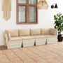 Garden pallet sofa for 4 people with fir wood cushions by vidaXL, Garden sets - Ref: Foro24-3063447, Price: 333,52 €, Discoun...