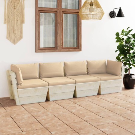 4-Sitzer-Gartensofa mit Kissen aus Tannenholz von vidaXL, Gartensets - Ref: Foro24-3063447, Preis: 333,52 €, Rabatt: %