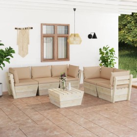 6-piece pallet garden furniture and fir wood cushions by vidaXL, Garden sets - Ref: Foro24-3063519, Price: 531,86 €, Discount: %