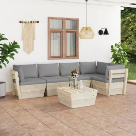 6-piece pallet garden furniture and fir wood cushions by vidaXL, Garden sets - Ref: Foro24-3063565, Price: 444,99 €, Discount: %