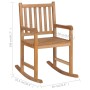 Silla mecedora de madera maciza de teca con cojín rojo de vidaXL, Sillas de jardín - Ref: Foro24-3062763, Precio: 177,83 €, D...