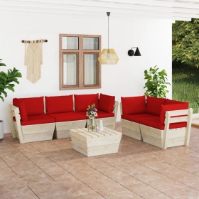 6-piece pallet garden furniture and fir wood cushions by vidaXL, Garden sets - Ref: Foro24-3063522, Price: 475,09 €, Discount: %