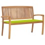 Stackable garden bench and solid teak wood cushion 128.5 cm by vidaXL, garden benches - Ref: Foro24-3063290, Price: 192,89 €,...