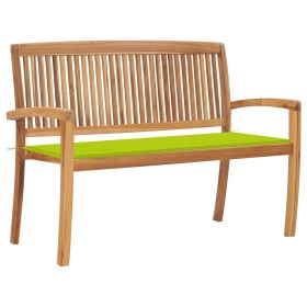 Stackable garden bench and solid teak wood cushion 128.5 cm by vidaXL, garden benches - Ref: Foro24-3063290, Price: 191,99 €,...