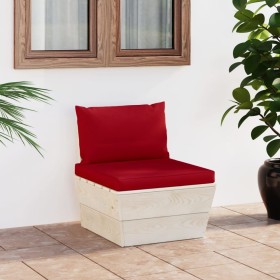 Central sofa made of garden pallets with impregnated fir wood cushions by vidaXL, Modular outdoor sofas - Ref: Foro24-3063366...