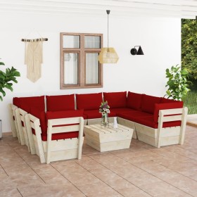 9-piece pallet garden furniture and fir wood cushions by vidaXL, Garden sets - Ref: Foro24-3063609, Price: 734,42 €, Discount: %