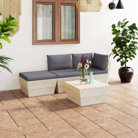 Garden furniture made of 4-piece pallets and fir wood cushions by vidaXL, Garden sets - Ref: Foro24-3063432, Price: 237,99 €,...