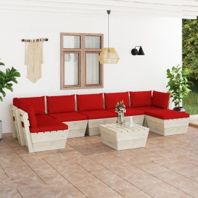 8-piece pallet garden furniture and fir wood cushions by vidaXL, Garden sets - Ref: Foro24-3063618, Price: 535,99 €, Discount: %