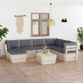 8-piece pallet garden furniture and fir wood cushions by vidaXL, Garden sets - Ref: Foro24-3063636, Price: 546,28 €, Discount: %