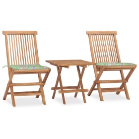 Klappbare Garten-Essgruppe mit 3-teiligen Kissen aus Teakholz von vidaXL, Gartensets - Ref: Foro24-3063210, Preis: 180,99 €, ...