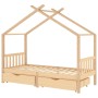 Estructura cama niños con cajones madera maciza pino 90x200 cm de vidaXL, Cunas y camas para niños - Ref: Foro24-322147, Prec...