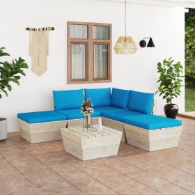 6-piece pallet garden furniture and fir wood cushions by vidaXL, Garden sets - Ref: Foro24-3063496, Price: 397,04 €, Discount: %