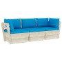 3-Sitzer-Gartensofa aus Paletten mit Kissen aus Tannenholz von vidaXL, Gartensets - Ref: Foro24-3063400, Preis: 274,19 €, Rab...