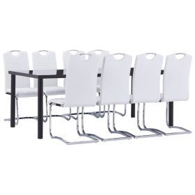 Juego de comedor 9 piezas cuero sintético blanco de vidaXL, muebles para cocinas y comedores - Ref: Foro24-3053137, Precio: 7...