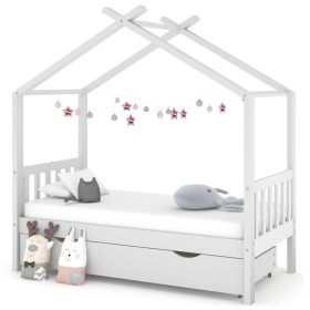 Estructura cama niños con cajón madera pino blanco 80x160 cm de vidaXL, Cunas y camas para niños - Ref: Foro24-322149, Precio...