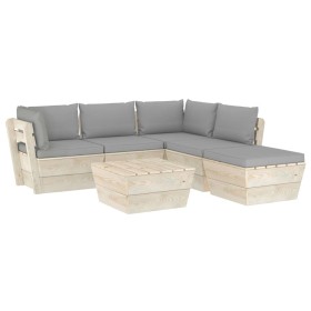 6-piece pallet garden furniture and fir wood cushions by vidaXL, Garden sets - Ref: Foro24-3063553, Price: 405,69 €, Discount: %